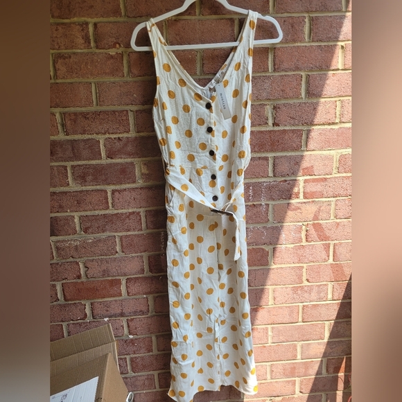 Monteau Cream and Blue Sleeveless V-Neck Sundress - Picture 1 of 9